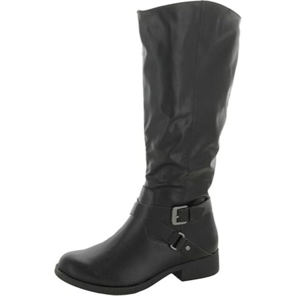 Style & Co. Womens Marliee Wide Calf Faux Leather Motorcycle Boots Black Size 6M - Picture 1 of 4